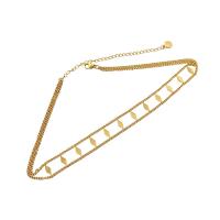 Mode Choker Ketting, 316L roestvrij staal, met 5cm extender keten, Geometrisch Patroon, gold plated, ovale keten & voor vrouw, gouden, Lengte Ca 30 cm, Verkocht door PC