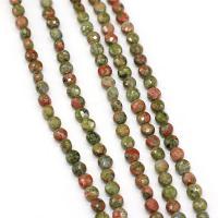 Unakite Pärlor, Flat Round, DIY & fasetterad, blandade färger, 6mm, Såld Per 38 cm Strand