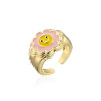 Prás Finger Ring, Flower, 18K ór plátáilte, Inchoigeartaithe & do bhean & cruan, dathanna níos mó le haghaidh rogha, 18mm, Díolta De réir PC