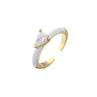 Cubic Zircon Brass Finger Ring 18K gold plated Adjustable & micro pave cubic zirconia & for woman & enamel 18mm Sold By PC