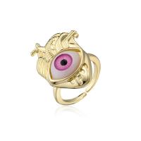 Brass Finger Ring Evil Eye 18K gold plated Adjustable & for woman 29mm Sold By PC