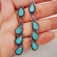 Turquoise Earring Zinc Alloy with turquoise plated fashion jewelry & for woman Sold By Pair