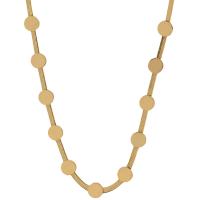 Colar de jóias de aço inoxidável, Aço inoxidável 316L, with 5cm extender chain, Padrão Geométrico, cromado de cor dourada, Cadeia de espinha de peixe & para mulher, dourado, 7x7mm, comprimento Aprox 35 cm, vendido por PC