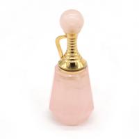 Rose Quartz Parfume Flaske Vedhæng, Calabash, du kan DIY & facetteret, lyserød, 40x16mm, Solgt af PC