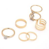 Zinc Alloy Ring Set plated Adjustable & for woman & with rhinestone 15mm 16mm 17mm Sold By Set