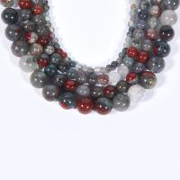 afrikansk Blood Bead, Rund, polerad, DIY, blandade färger, Såld Per 38 cm Strand