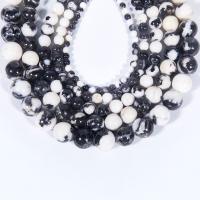 Zebra Jasper Bead, Runde, poleret, du kan DIY, blandede farver, Solgt Per 38 cm Strand