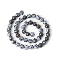 Sneeuwvlok Obsidiaan Beads, Ronde, gepolijst, DIY, gemengde kleuren, Per verkocht 38 cm Strand