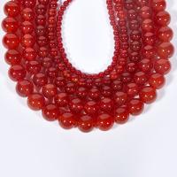 Naturlig röd agat pärlor, Red Agate, Rund, polerad, DIY, röd, Såld Per 38 cm Strand