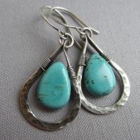 Pendientes de turquesa, aleación de zinc, con turquesa, chapado, Joyería & para mujer, 43x19mm, Vendido por Par