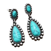 Turquoise Earring Zinc Alloy with turquoise plated fashion jewelry & for woman Sold By Pair