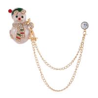 Jul brocher, Zinc Alloy, Snowman, forgyldt, Unisex & med rhinestone, blandede farver, Solgt af PC