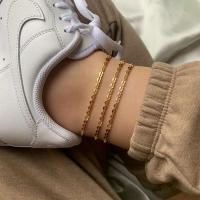 Titanium Steel Anklet with 1.96 inch extender chain gold color plated for woman Length Approx 7.68 Inch Sold By PC