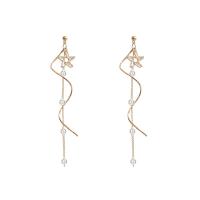 Sinc Alloy Earrings, le Pearl Plaisteacha, dath an óir plated, micrea réiteach zirconia ciúbach & do bhean, 110mm, Díolta De réir Péire