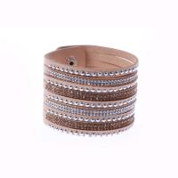 Slake Armbanden, Koeienhuid, met Zinc Alloy, platinum plated, verstelbaar & met strass, meer kleuren voor de keuze, nikkel, lood en cadmium vrij, 45mm, Per verkocht Ca 7.5 inch Strand