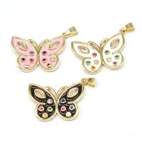 Cubic Zirconia Micro Pave Brass Pendant Butterfly micro pave cubic zirconia & enamel Sold By PC