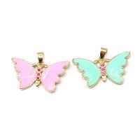 Cubic Zirconia Micro Pave Brass Pendant Butterfly plated micro pave cubic zirconia & enamel Sold By PC