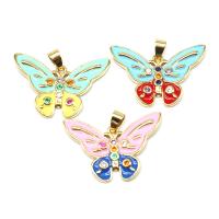 Cubic Zirconia Micro Pave Brass Pendant Butterfly plated micro pave cubic zirconia & enamel Sold By PC