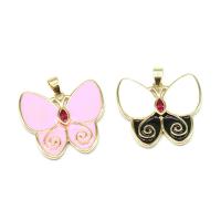 Cubic Zirconia Micro Pave Brass Pendant Butterfly plated micro pave cubic zirconia & enamel Sold By PC