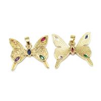 Cubic Zirconia Micro Pave bronze Pingente, cobre, Borboleta, micro pavimento em zircônia cúbica, Mais cores pare escolha, 30x31x3mm, vendido por PC