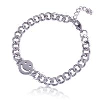 Titanium teräksen rannerenkaan, Titanium Steel, kanssa 3cm extender ketju, kiiltävä, Unisex & erikokoisia valinnalle & Curb Chain, hopea, Pituus N. 20 cm, Myymät PC