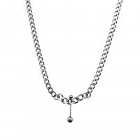 Titanium Steel Necklace with 5cm extender chain polished Unisex & curb chain silver color Length Approx 50 cm Sold By PC