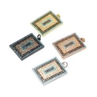 Cubique Pendentif en laiton zircon pavent, cadre, pavé de micro zircon, plus de couleurs à choisir, 27x19x2mm, Vendu par PC