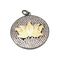 Cubic Zirconia Micro Pave Brass Pendant Round micro pave cubic zirconia mixed colors Sold By PC