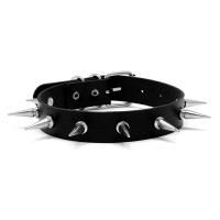 Fashion Choker halskæde, PU, sølvfarvet forgyldt, Unisex, sort, 24mm, Solgt af PC