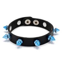 PU Schnur Armbänder, PU Leder, mit ABS Kunststoff & Eisen, plattiert, unisex, schwarz, 14mm, Länge ca. 23 cm, verkauft von PC