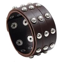 Rundsleder armbanden, Leer, met Ijzer, plated, drie lagen & uniseks, meer kleuren voor de keuze, 38mm, Lengte Ca 23.5 cm, Verkocht door PC