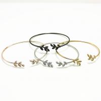 Zinc Alloy Cuff Bangle, Leaf, forgyldt, Unisex, flere farver til valg, 62mm, Solgt af PC