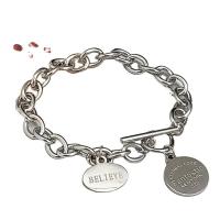 Tíotáiniam Cruach Bracelet, Cruach Tíotáiniam, Patrún Geoiméadrach, snasta, unisex, airgid, Fad Thart 20 cm, Díolta De réir PC