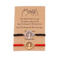 Paar Armband en Bangle, Zinc Alloy, met Katoen draad, Tree of Life, gold plated, Lengte verstelbaar & gevlochten armband & uniseks, meer kleuren voor de keuze, 26x26mm, Lengte Ca 22 cm, Verkocht door pair