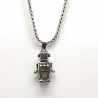 Roestvrij staal halskettingen, Robot, silver plated, uniseks & verschillende stijlen voor de keuze, zilver, 10x35mm, Lengte Ca 48 cm, Verkocht door PC