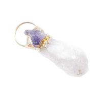 Quartz Gemstone Pendants Clear Quartz with Amethyst irregular random style mixed colors Sold By PC