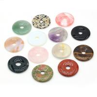 Gemstone Vedhæng Smykker, Natursten, Donut, du kan DIY, flere farver til valg, 40x40mm, Solgt af PC