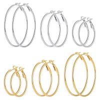 Mens acier inoxydable Hoop boucles d'oreilles, Placage, bijoux de mode & normes différentes pour le choix & pour femme, argent, Vendu par paire