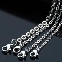 Stainless Steel Chain Ogrlica, Nehrđajući čelik, uglađen, možete DIY & bez spolne razlike & Rolo lanac, izvorna boja, Prodano By PC