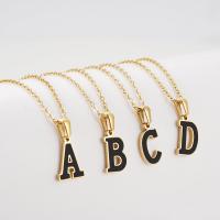 Collar de acero inoxidable de la joyería, con Acrílico, Carta del alfabeto, 18K chapado en oro, diferentes estilos para la opción & para mujer, longitud 17.72 Inch, Vendido por UD