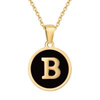 Collier de bijoux en acier inoxydable, Acier inoxydable 304, Rond, Plaqué or 18K, modèles différents pour le choix & avec le motif de lettre & pour femme & émail, 16mm, Longueur 17.72 pouce, Vendu par PC