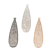 Cubique Pendentif en laiton zircon pavent, feuille, pavé de micro zircon, plus de couleurs à choisir, 50x13x2mm, Vendu par PC