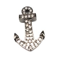 Cubic Zirconia Micro Pave bronze Pingente, cobre, Âncora, micro pavimento em zircônia cúbica, preto, 28x18x4mm, vendido por PC