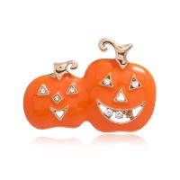 Zinc Alloy Brocher, Halloween Design & mode smykker & for kvinde & emalje & med rhinestone, appelsin, Solgt af PC