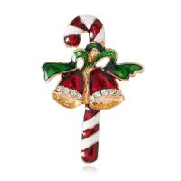 Christmas Brooches Zinc Alloy fashion jewelry & for woman & enamel & with rhinestone Sold By PC