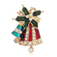 Christmas Brooches Zinc Alloy fashion jewelry & for woman & enamel & with rhinestone Sold By PC