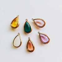 Glas Anhänger, Tropfen, goldfarben plattiert, facettierte, keine, 13x8x22mm, 20PCs/Tasche, verkauft von Tasche