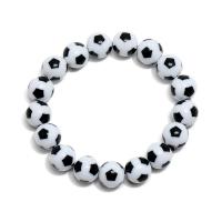 Harz Armbänder, Fussball, plattiert, unisex, weiß, 12mm, verkauft per ca. 19 cm Strang