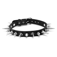 Collar de Cuello, Cuero de PU, con plástico ABS & fundición, chapado, para mujer, Negro, 18mm, longitud aproximado 46 cm, Vendido por UD