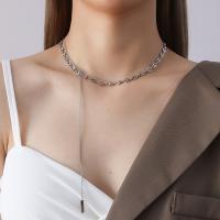 Collier d'acier titane, Placage, Double couche & pour femme, argent, 5x4x15x280x100mm, Vendu par PC